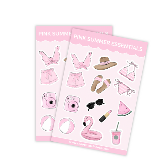 PINK SUMMER ESSENTIALS DECO STICKER SHEETS