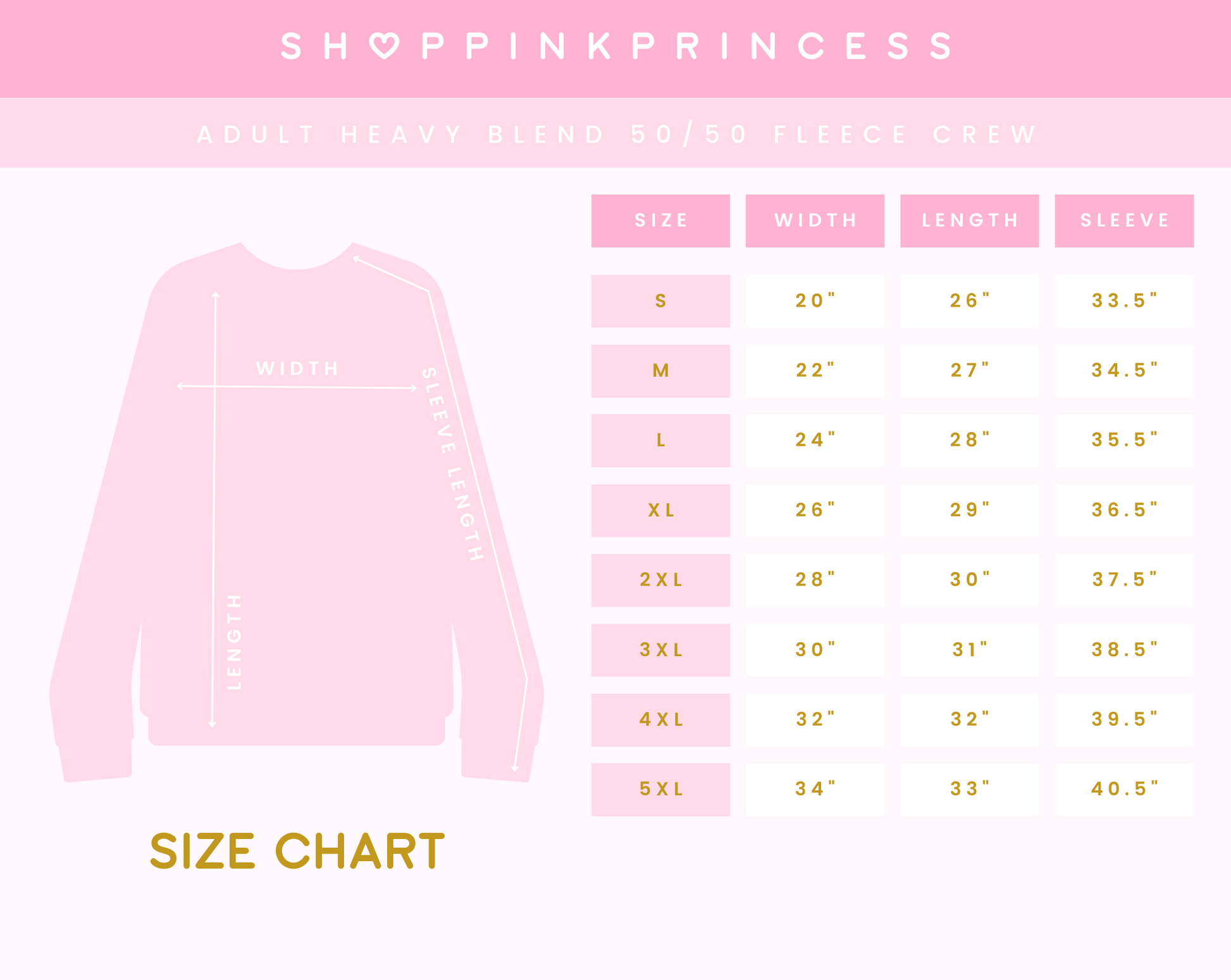 creeneck size chart for adult