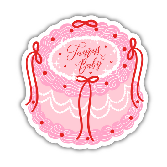 TAURUS BIRTHDAY CAKE DIE-CUT STICKER