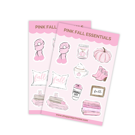 PINK FALL ESSENTIALS DECO STICKER SHEETS