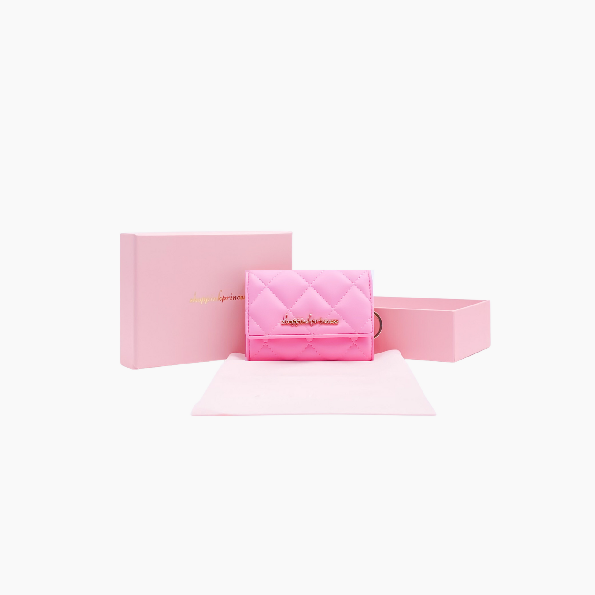 pink 6-key holder wallet, with pink dust pouch and box